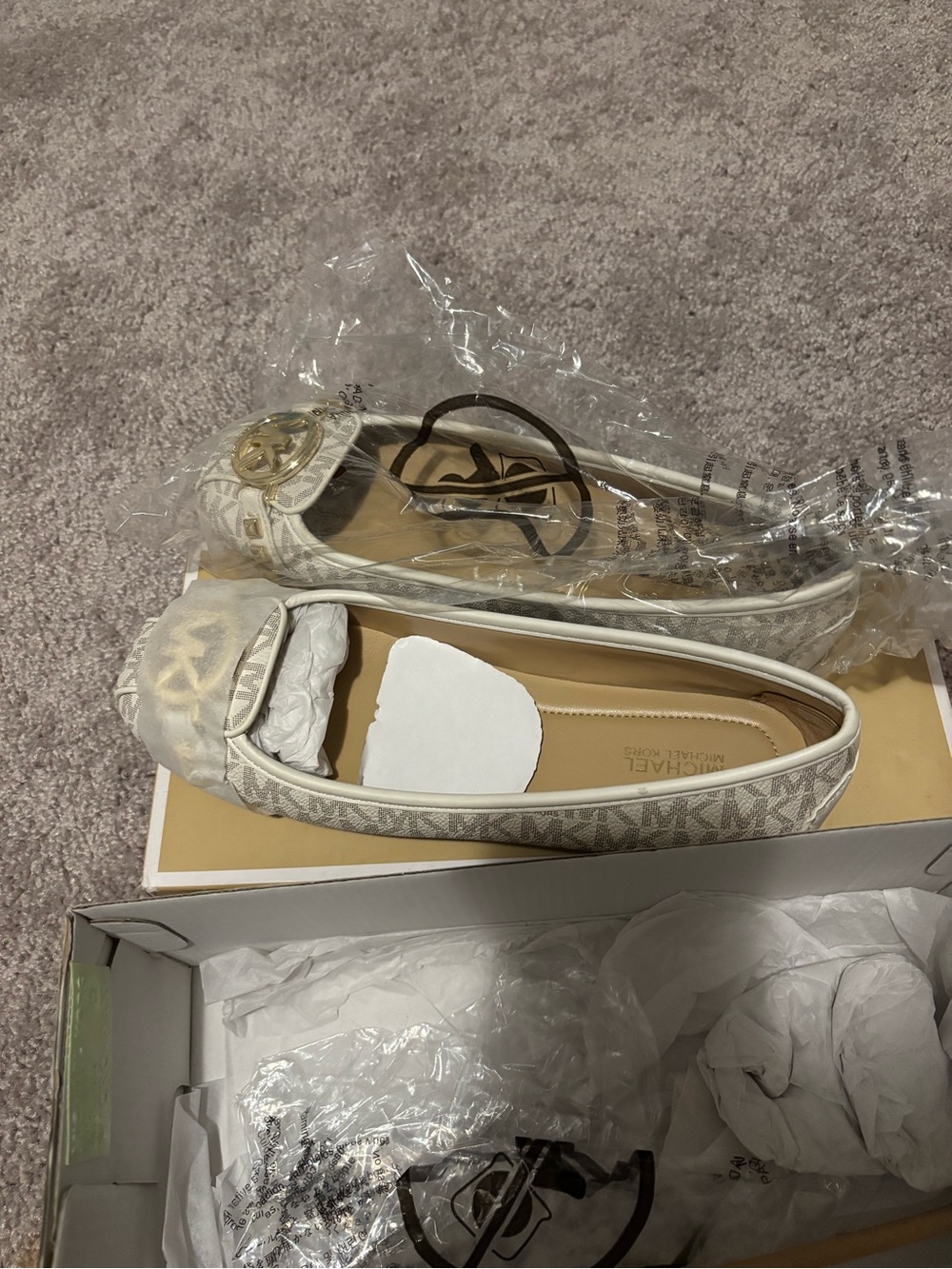 Michael Kors Cream/Beige Logo Ballet Flats